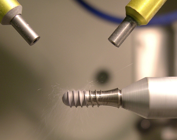 Texturing dental implant for osseointegration using Microblasting