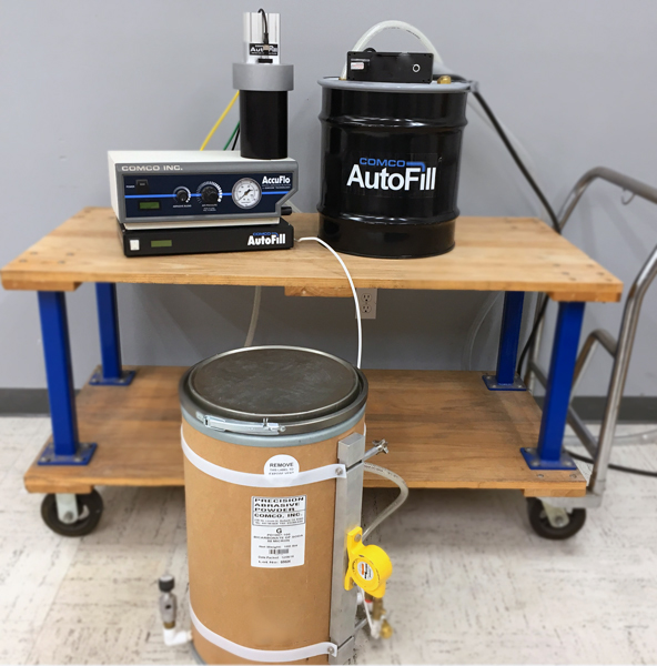 Comco AutoFill automates abrasive refills, for Comco MicroBlasting systems