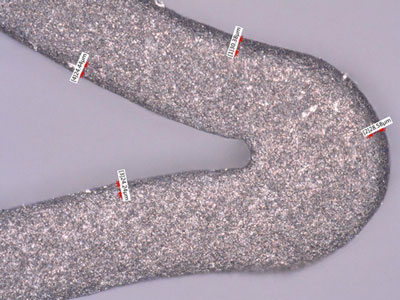 Stent surface after Glass Bead and Aluminum Oxide (500x)