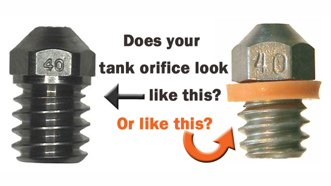 Old tank orifice vs. new tank orifice with seal